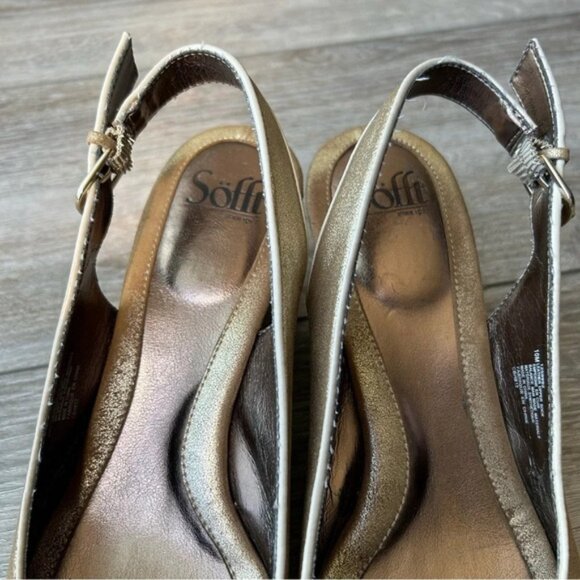 Sofft Gold Metallic Espadrilles Wedge Open Toe - Picture 11 of 16